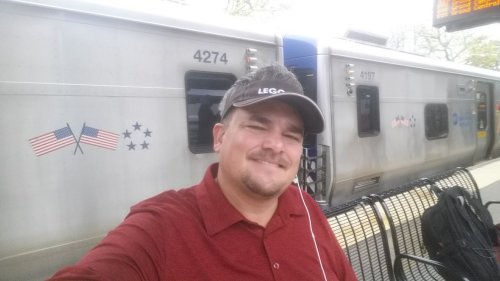 Picture of JMB at the Amtrak station in Croton-on-the-Hudson, New York